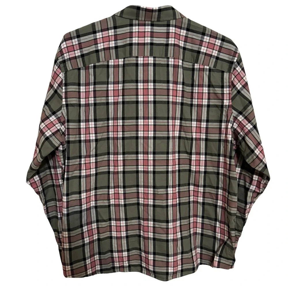 UNTUCKit Button Down Shirt Men's 2XL Long Sleeve Green Pink Plaid Relaxed Fit